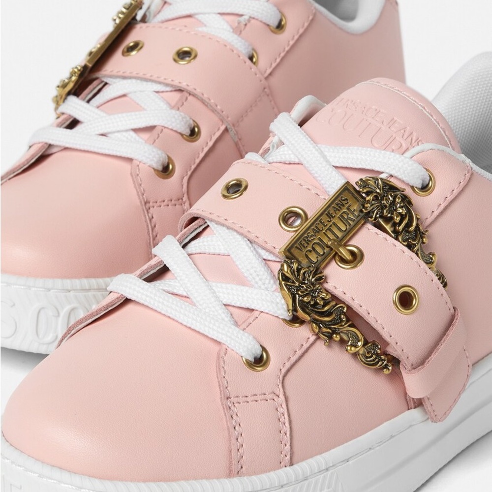 Versace Jeans Collection Pink Sneakers with Gold Accents